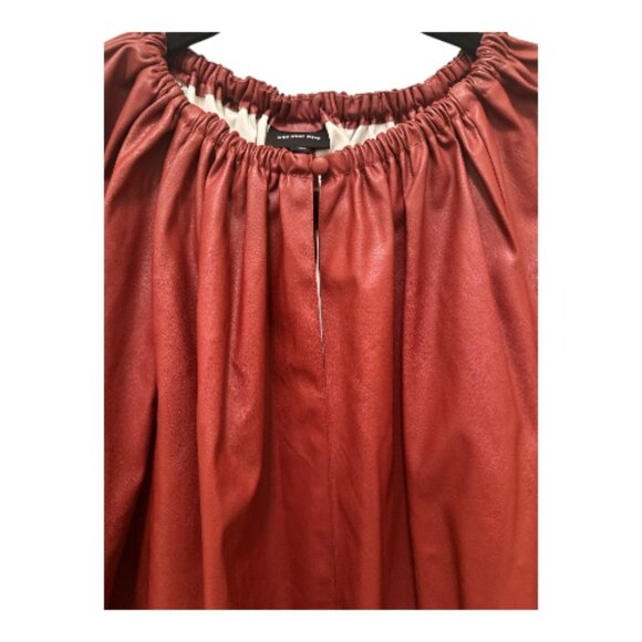 Faux Leather Red Peasant Top - Size L - Picture 2 of 7